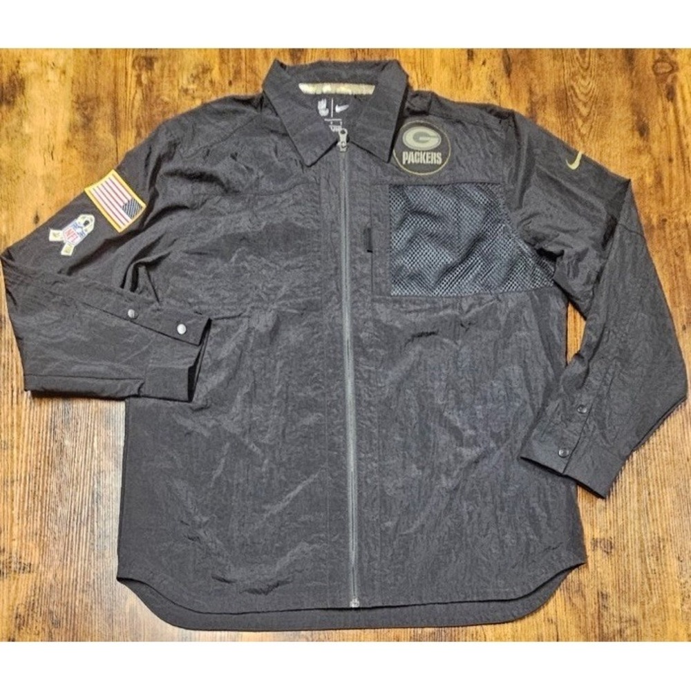 Nike On Field Salute To Service Full Zip Windbreaker Black Packers Men's Large